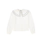 VALENTINA WHITE SCALLOP DOUBLE COLLAR BLOUSE