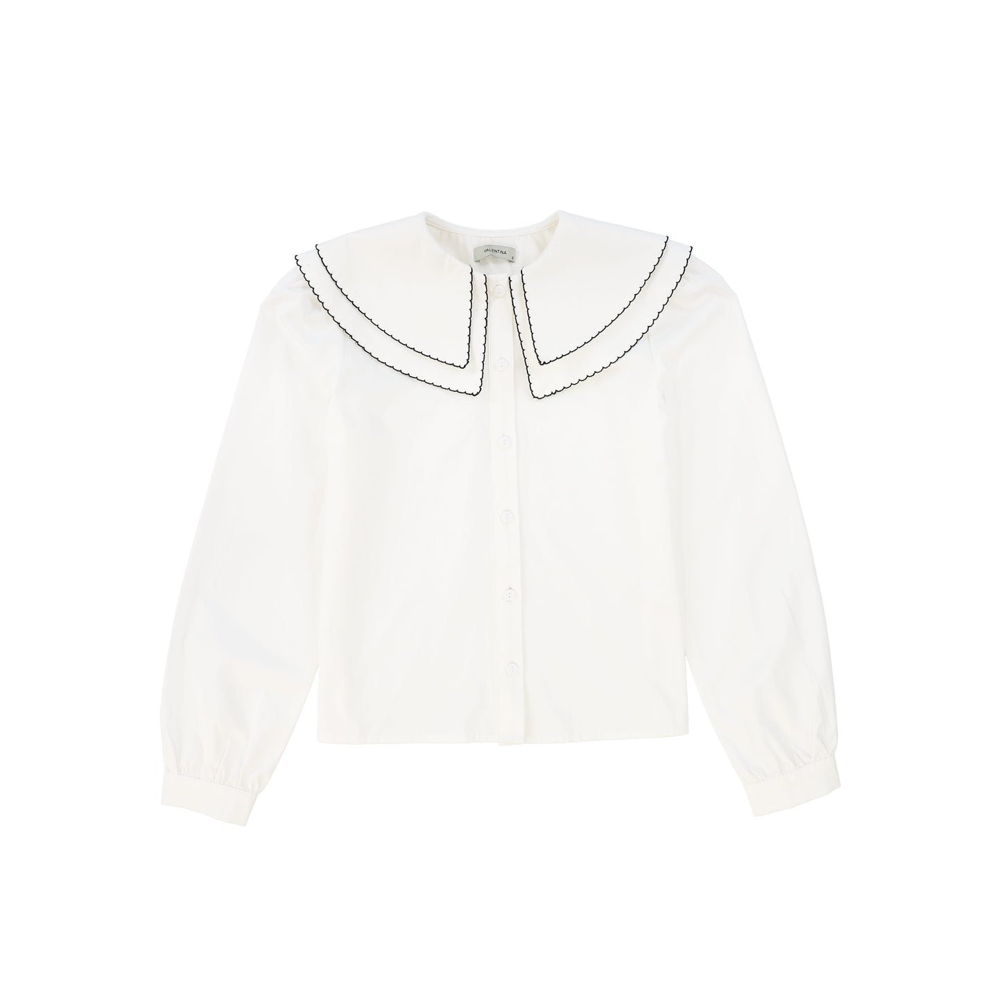 VALENTINA WHITE SCALLOP DOUBLE COLLAR BLOUSE