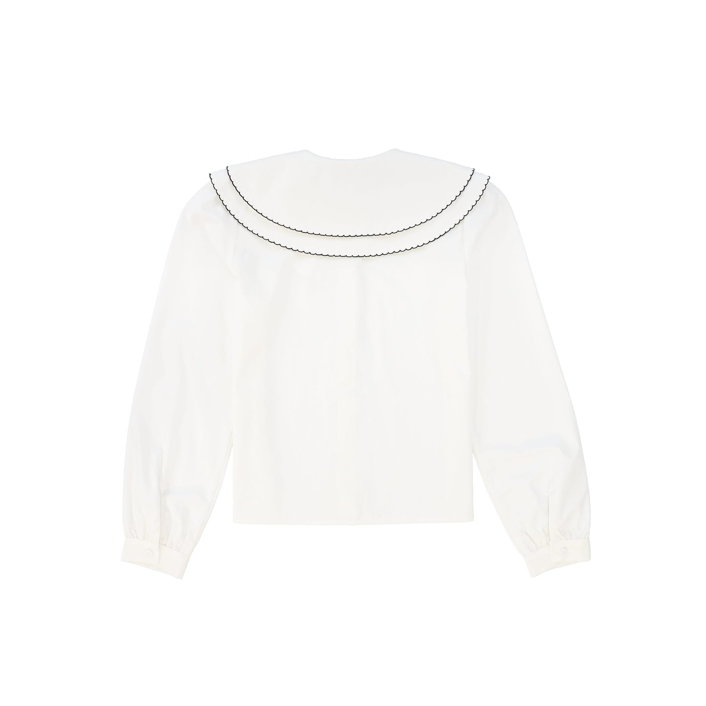 VALENTINA WHITE SCALLOP DOUBLE COLLAR BLOUSE