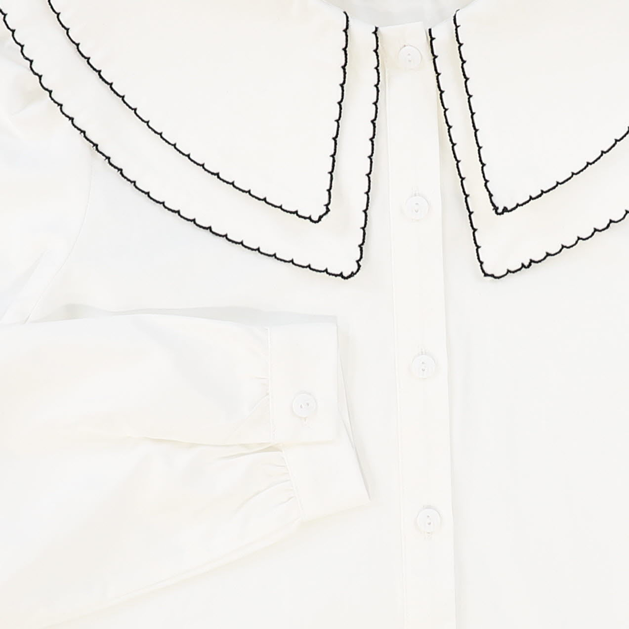 VALENTINA WHITE SCALLOP DOUBLE COLLAR BLOUSE