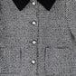 VALENTINA BLACK/WHITE HOUNDSTOOTH RUFFLE COLLAR JACKET