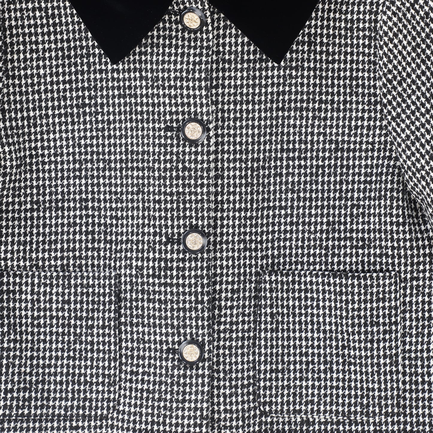 VALENTINA BLACK/WHITE HOUNDSTOOTH RUFFLE COLLAR JACKET