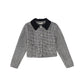 VALENTINA BLACK/WHITE HOUNDSTOOTH RUFFLE COLLAR JACKET