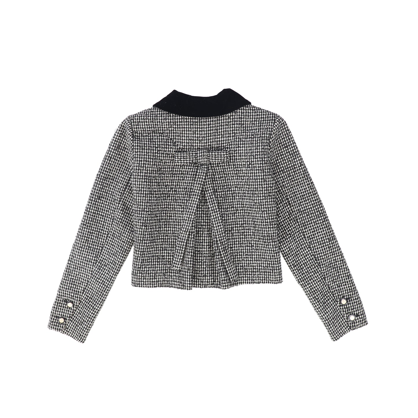 VALENTINA BLACK/WHITE HOUNDSTOOTH RUFFLE COLLAR JACKET