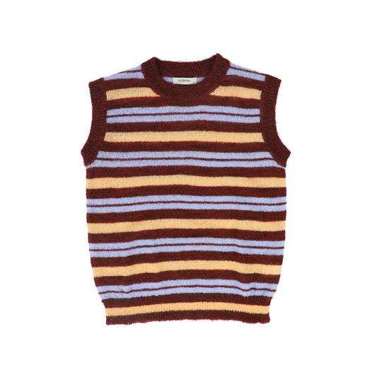 VALENTINA BURGUNDY MOHAIR STRIPE VEST