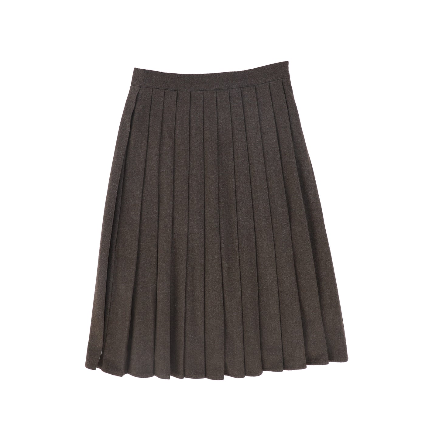 VALENTINA BROWN WOOL PLEAT WAISTED SKIRT