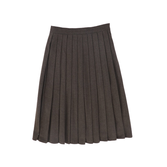 VALENTINA BROWN WOOL PLEAT WAISTED SKIRT