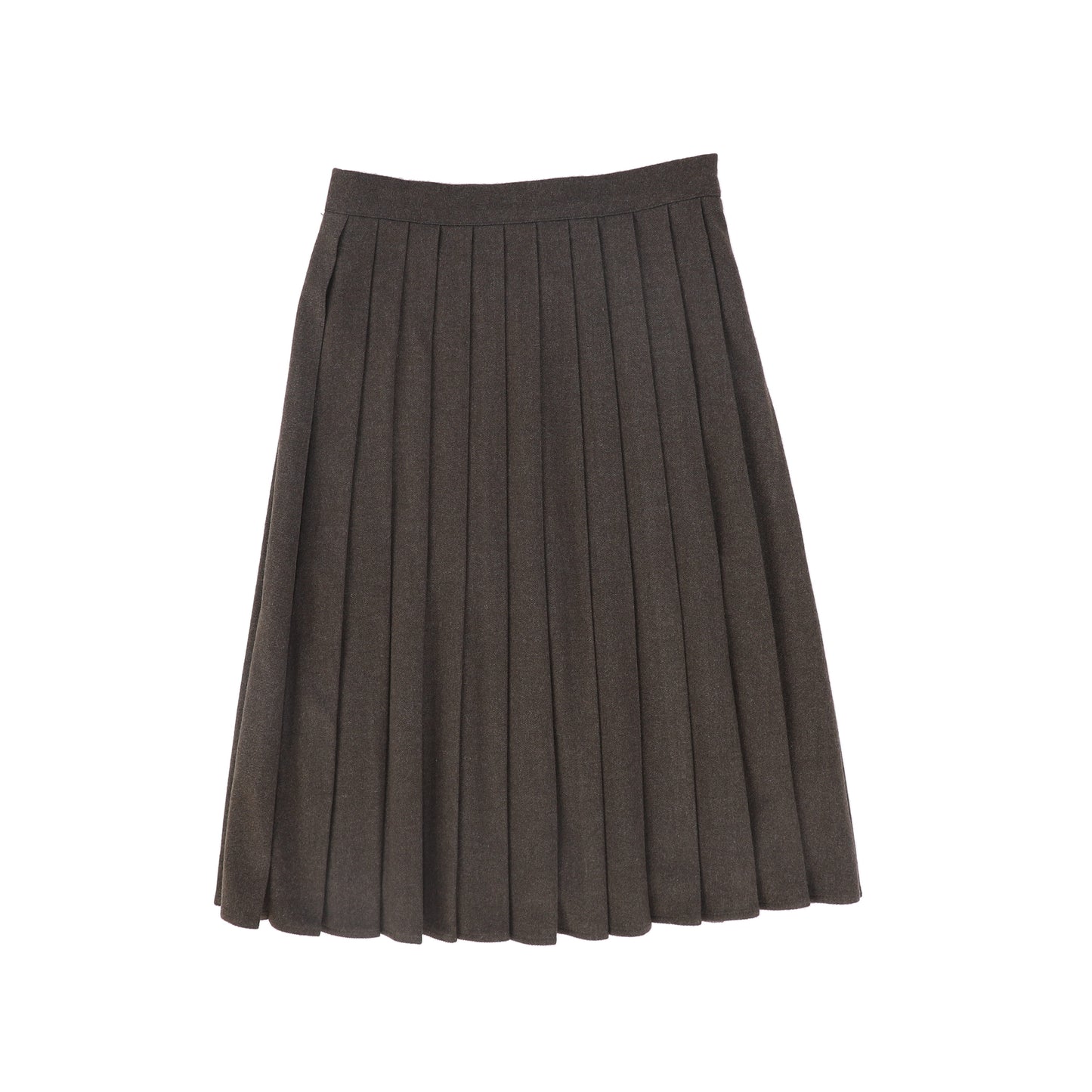VALENTINA BROWN WOOL PLEAT WAISTED SKIRT