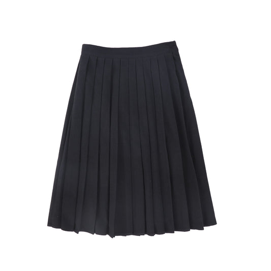VALENTINA NAVY WOOL PLEAT WAISTED SKIRT