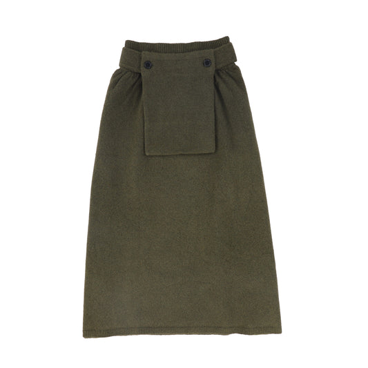 VALENTINA GREEN POUCH KNIT SKIRT
