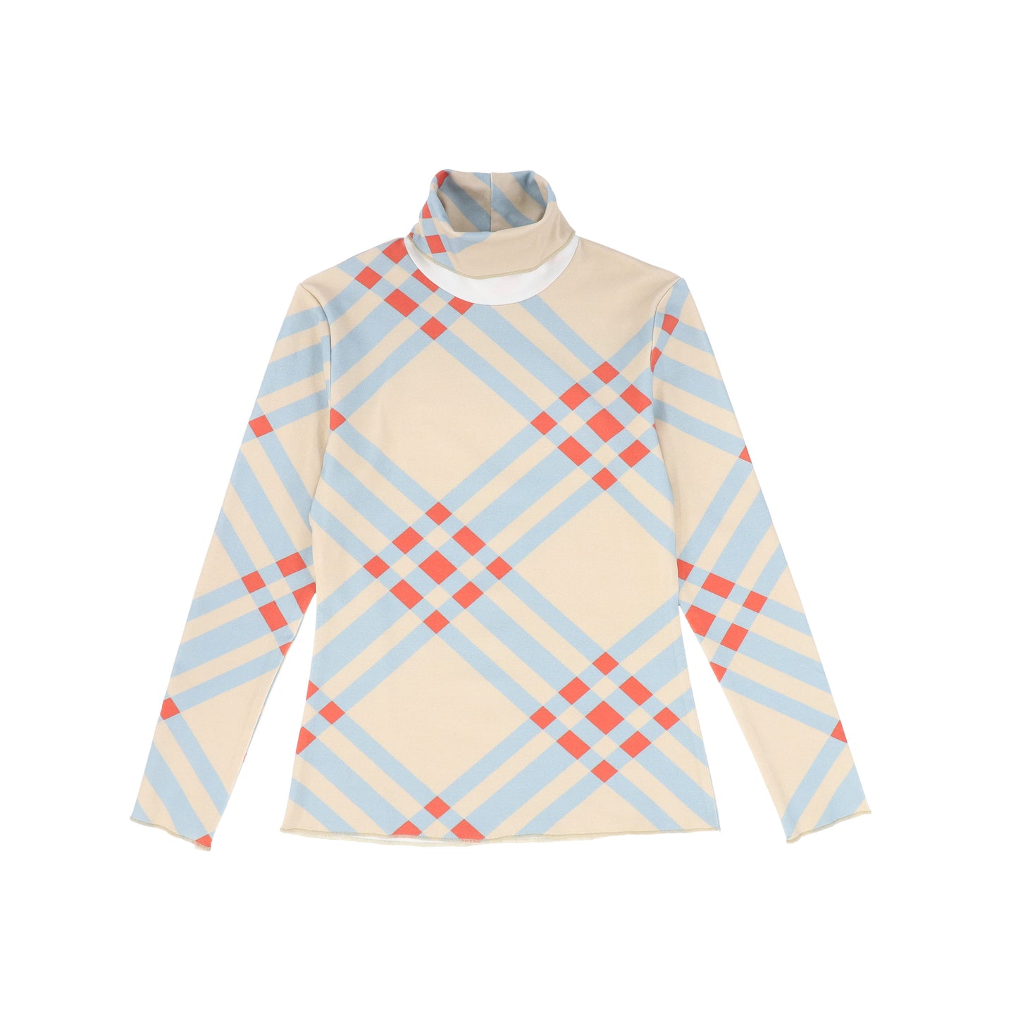 VALENTINA BEIGE PLAID PRINT TURTLENECK