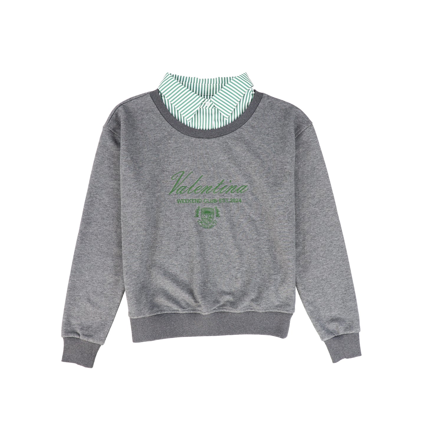 VALENTINA GREY EMBROIDERED SWEATSHIRT BLOUSE