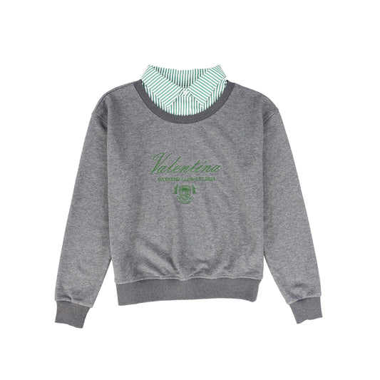 VALENTINA GREY EMBROIDERED SWEATSHIRT BLOUSE