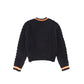 VALENTINA NAVY CABLE KNIT TRIM CREST SWEATER