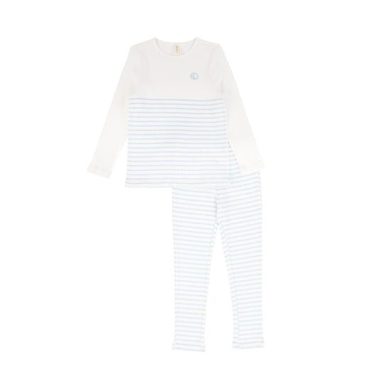 BEBE JOLEE WHITE/BLUE STRIPE POINTELLE PAJAMAS