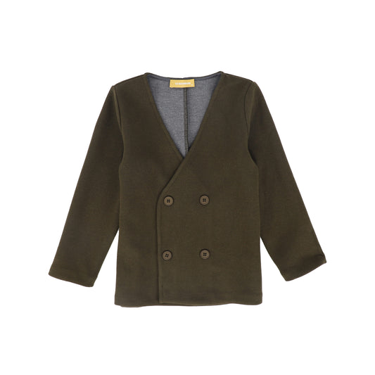 LE BOURDON OLIVE STRETCH DOUBLE BREASTED BLAZER