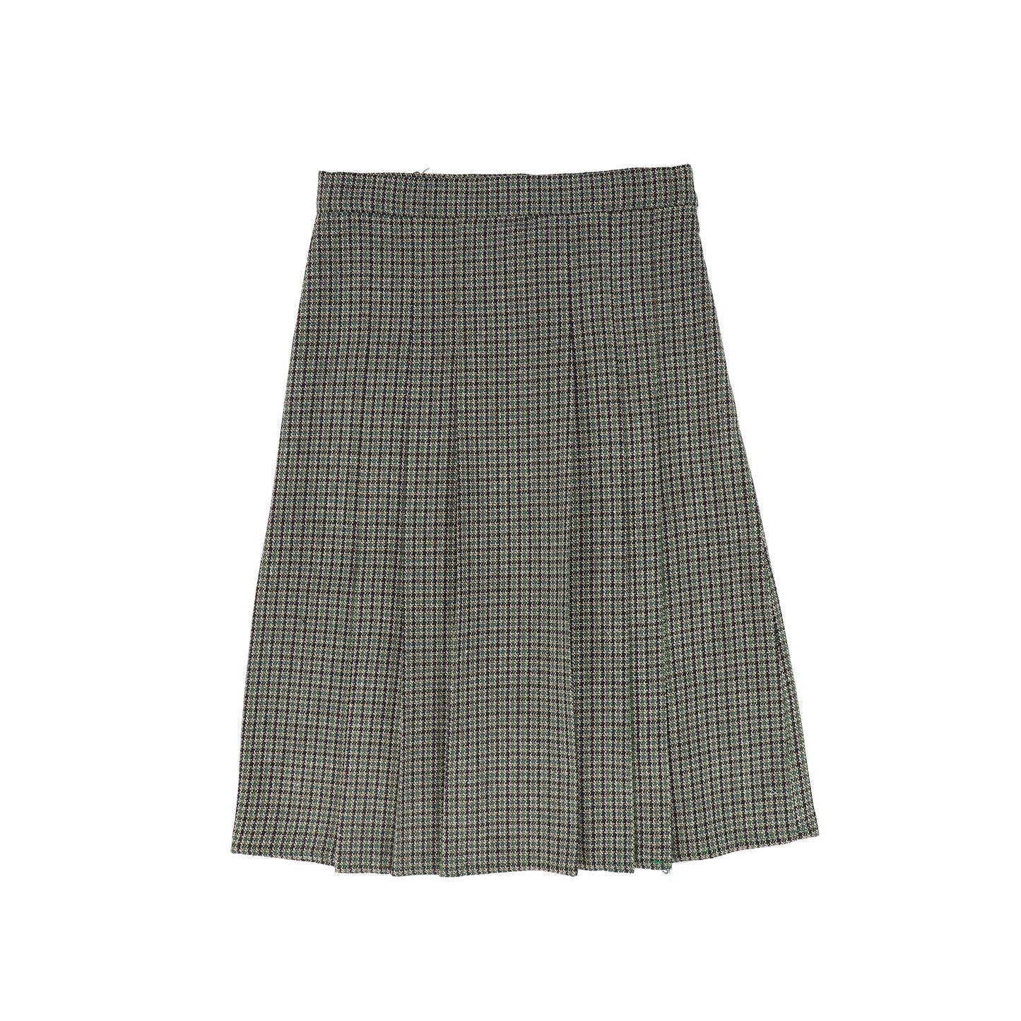 VALENTINA GREEN HOUNDSTOOTH PLEAT SKIRT
