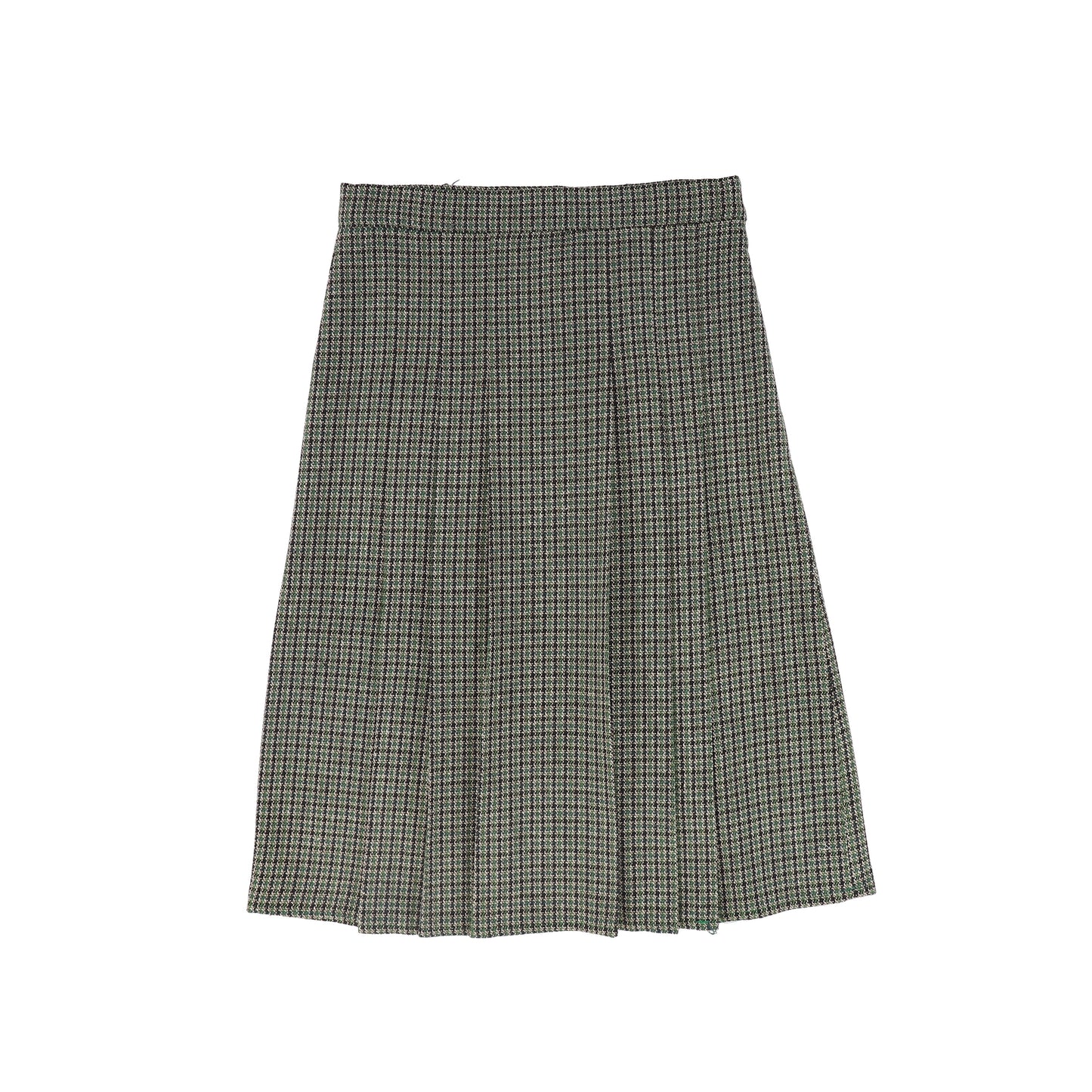 VALENTINA GREEN HOUNDSTOOTH PLEAT SKIRT