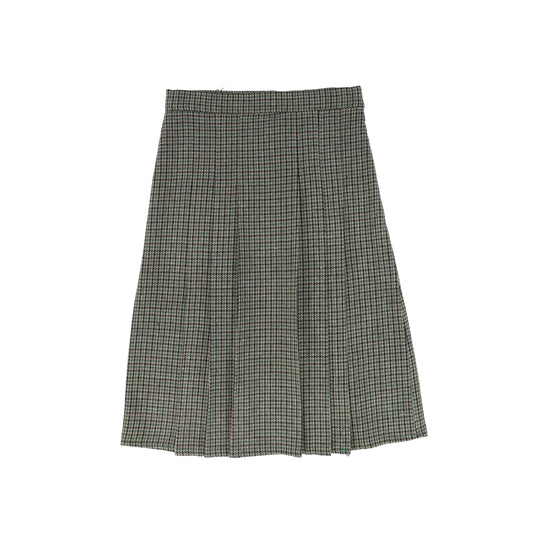 VALENTINA GREEN HOUNDSTOOTH PLEAT SKIRT