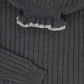 VALENTINA GREY RIBBED CONTRAST RUFFLE TRIM TURTLENECK