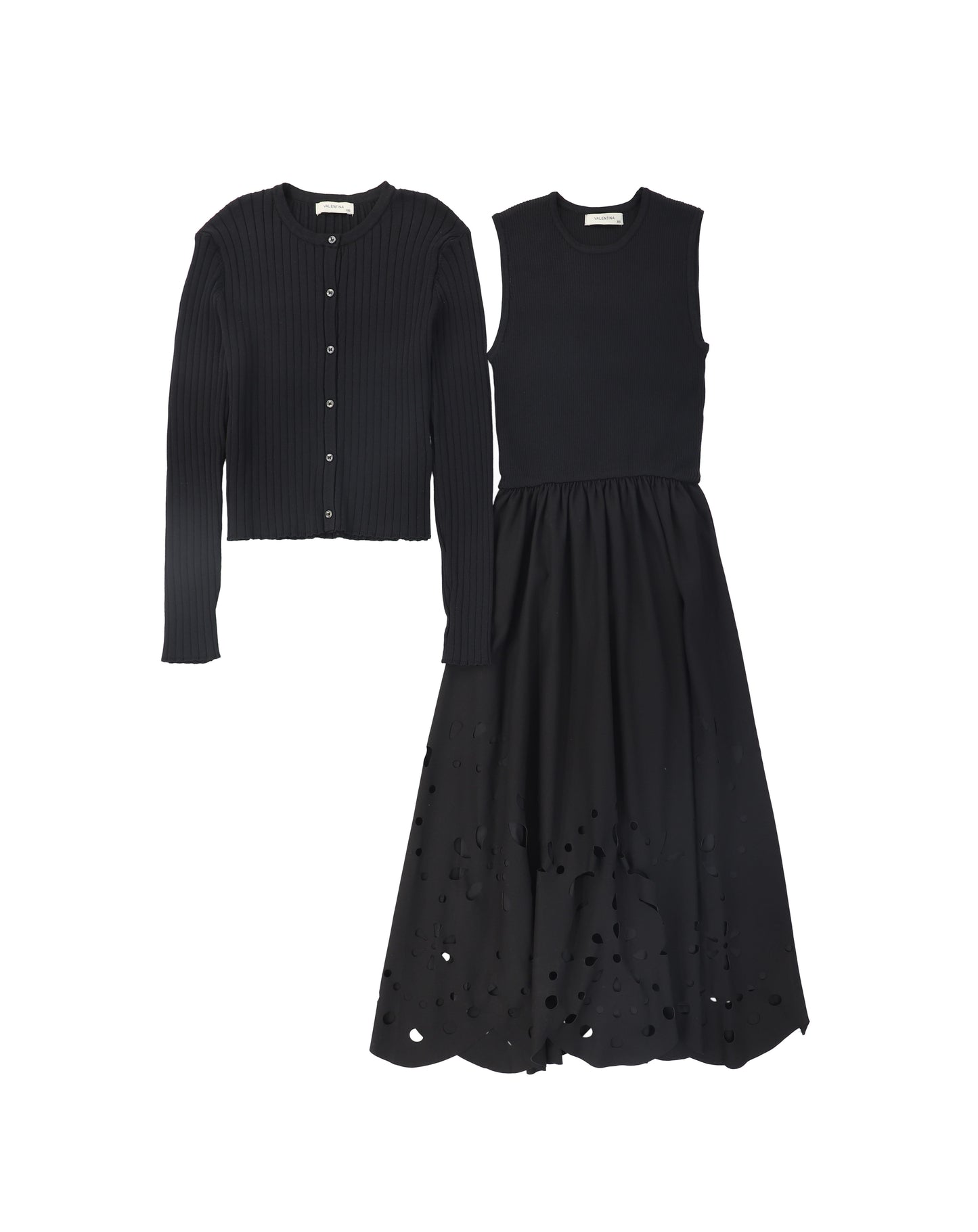 VALENTINA BLACK KNIT EYELET JUMPER SET