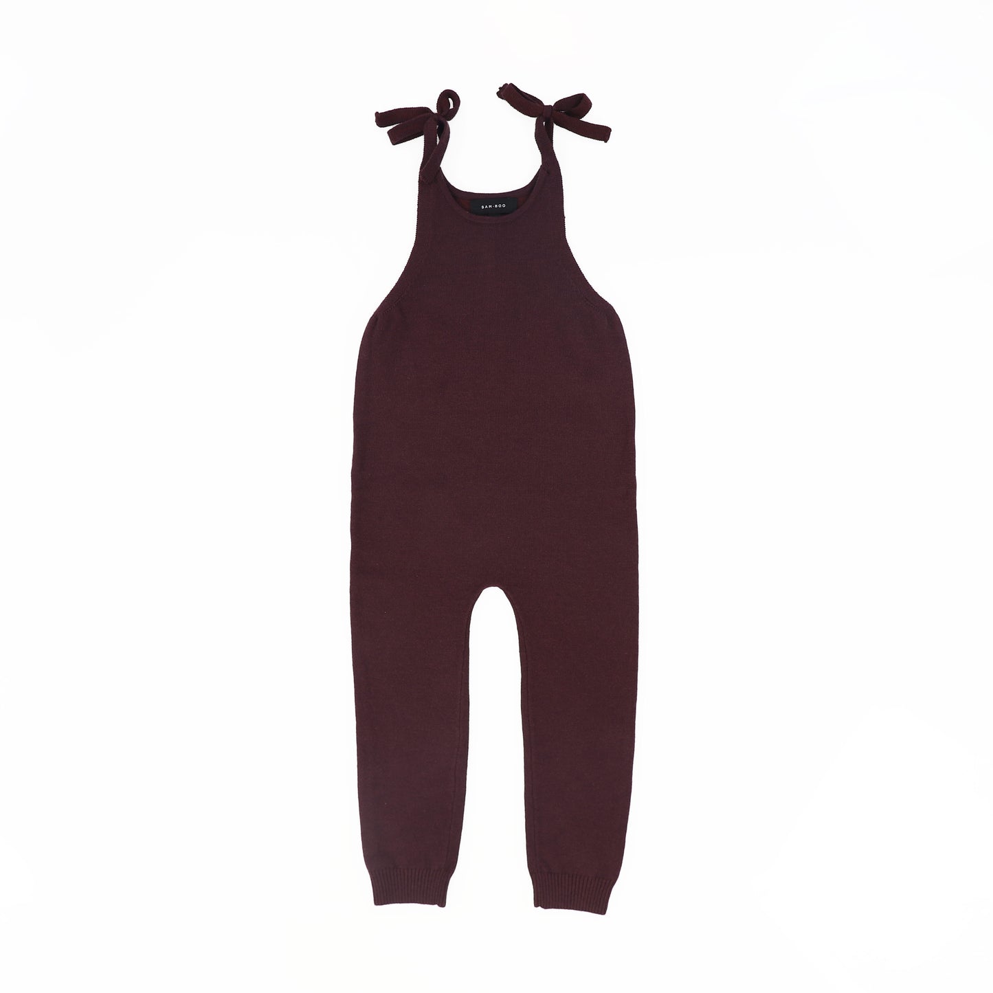 BAMBOO BURGUNDY SHOULDER BOW KNIT ROMPER