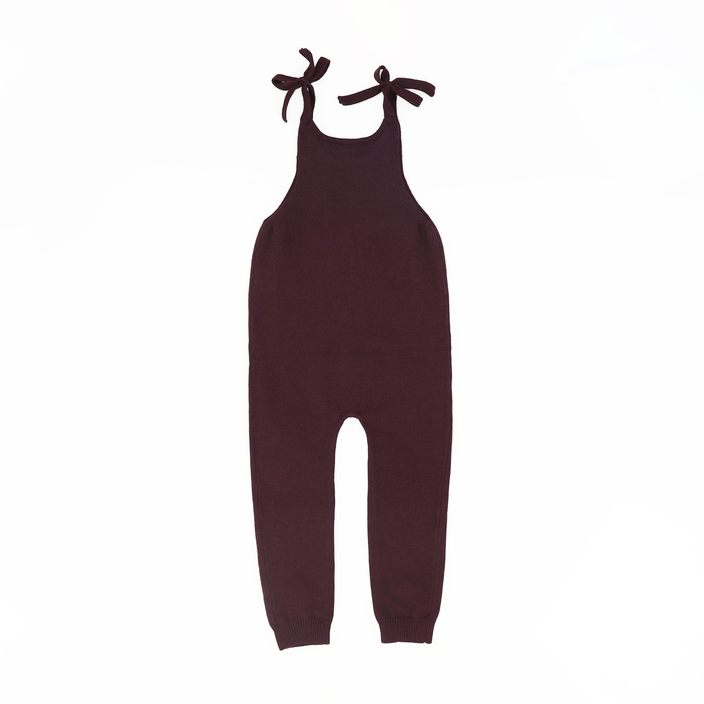 BAMBOO BURGUNDY SHOULDER BOW KNIT ROMPER