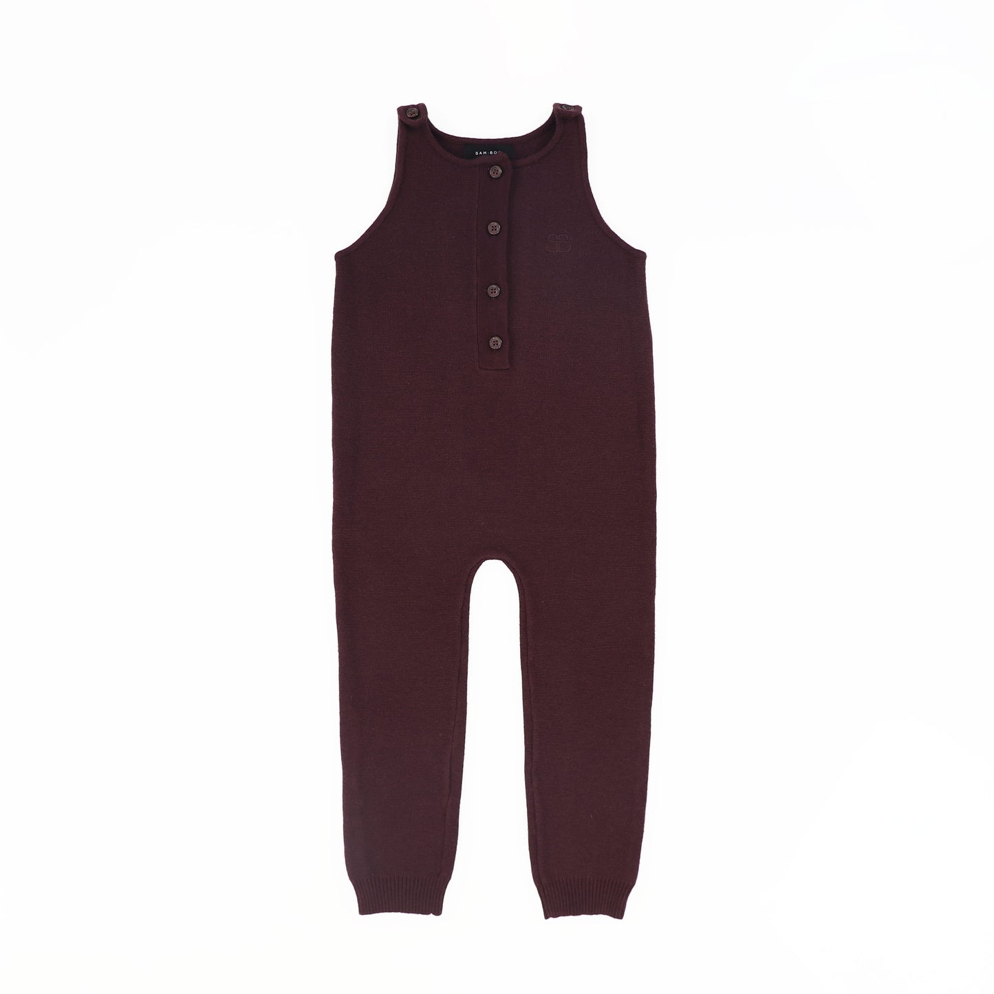 BAMBOO BURGUNDY BUTTONED KNIT ROMPER