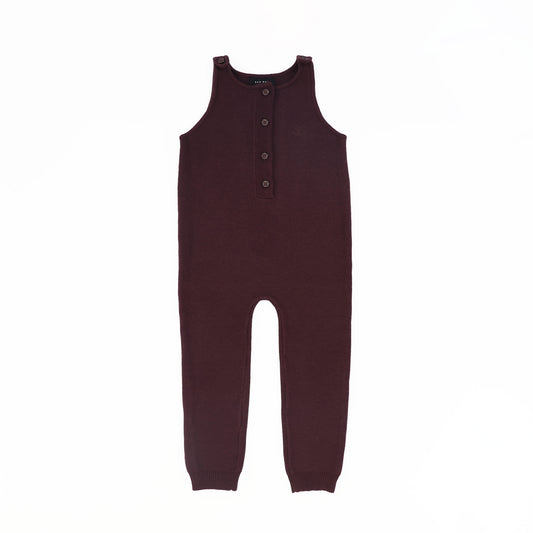 BAMBOO BURGUNDY BUTTONED KNIT ROMPER