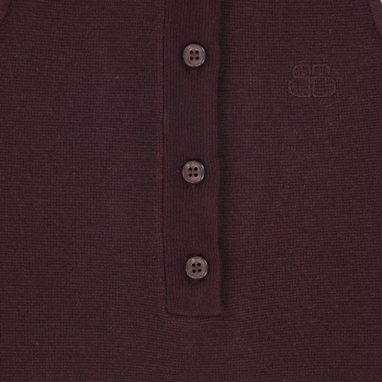 BAMBOO BURGUNDY BUTTONED KNIT ROMPER