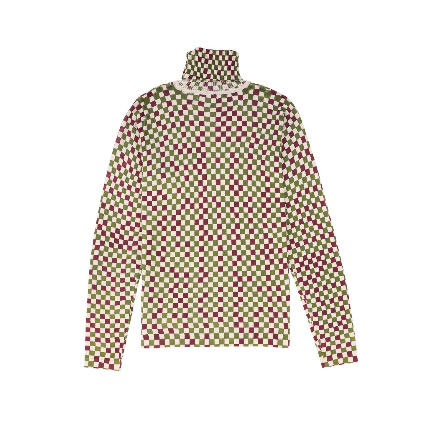 VALENTINA GREEN TINY CHECKED KNIT TURTLENECK