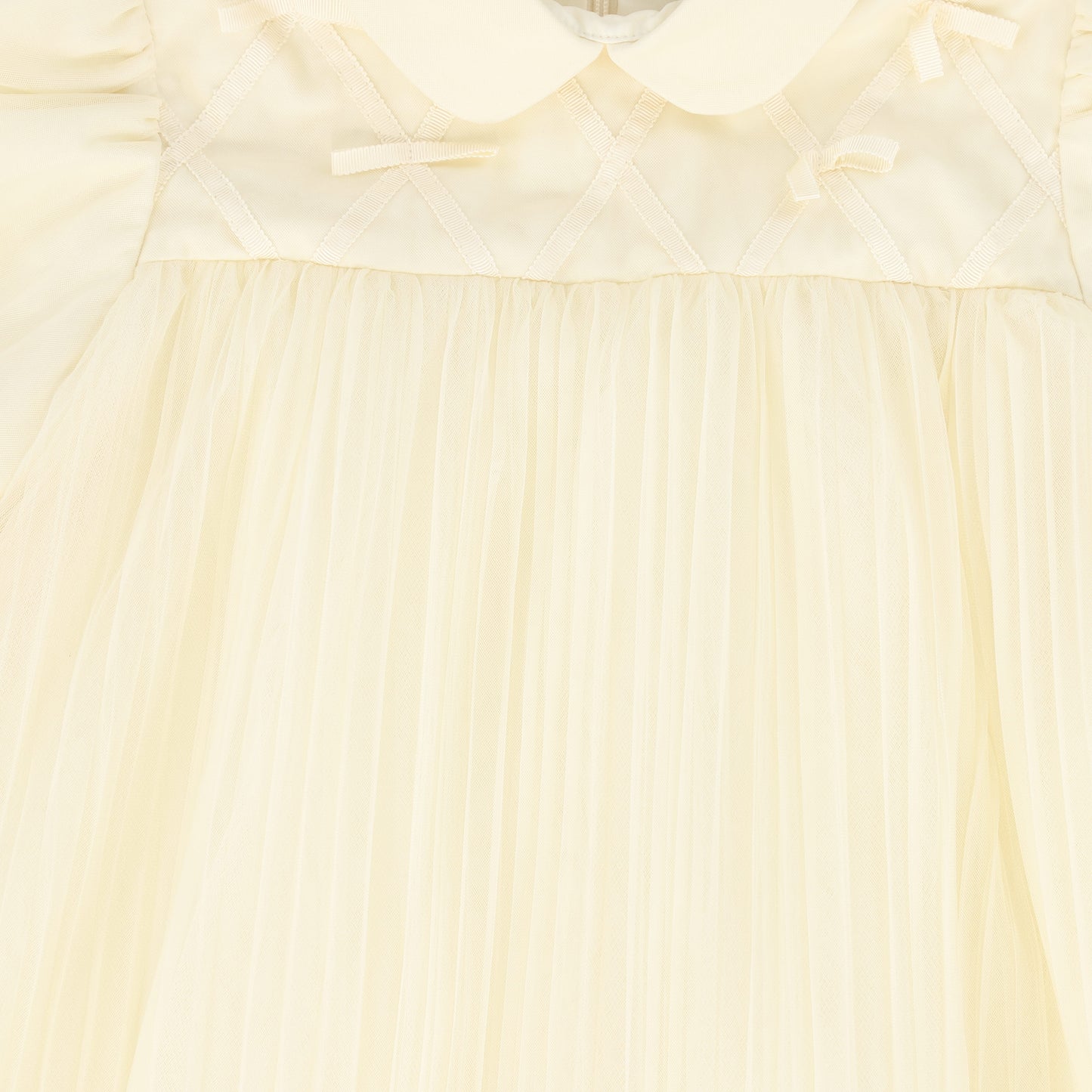 FRANCESCA GUILIANO CREAM LATTICE PUFF SLEEVE GOWN