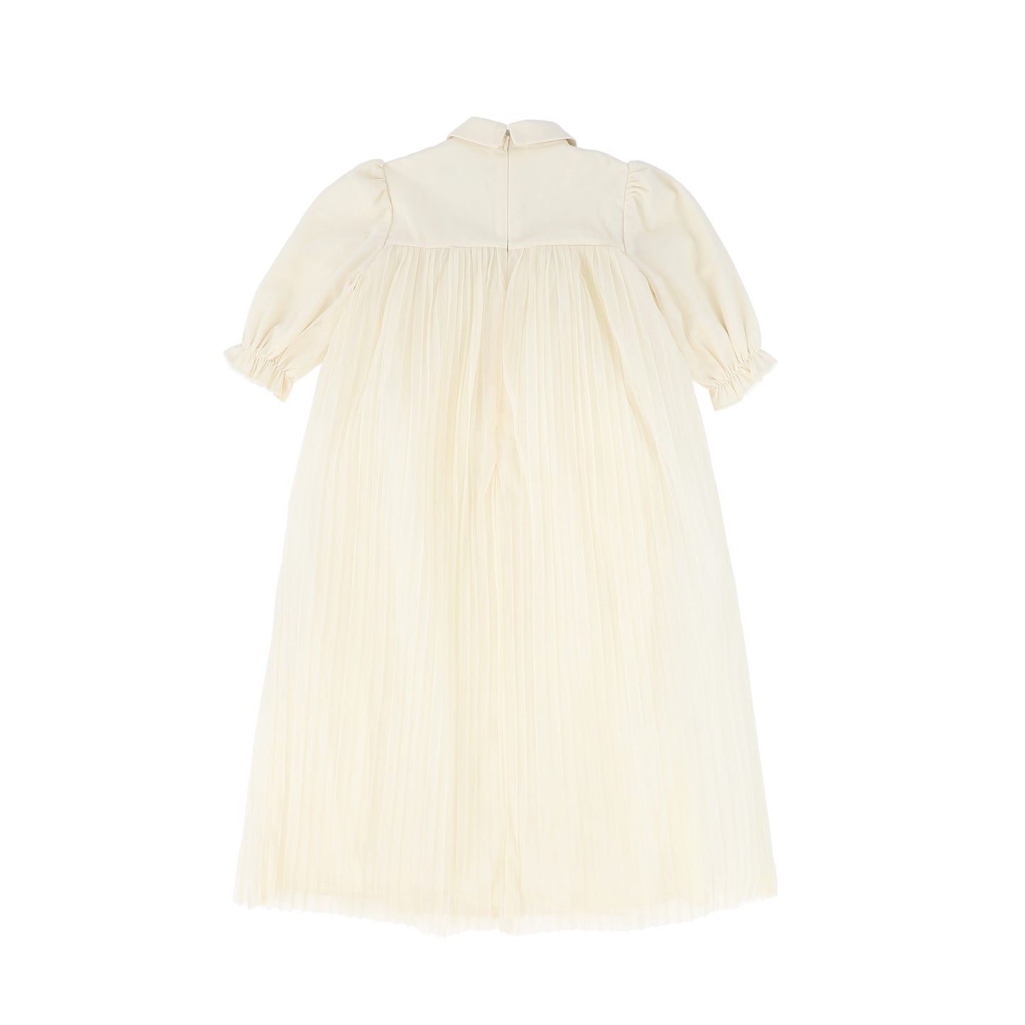 FRANCESCA GUILIANO CREAM/BLACK LATTICE PUFF SLEEVE DRESS