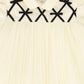 FRANCESCA GUILIANO CREAM/BLACK LATTICE PUFF SLEEVE DRESS
