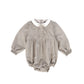 BAMBOO BEIGE WOOL COLLAR PLEAT FRONT ROMPER
