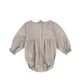 BAMBOO BEIGE WOOL COLLAR PLEAT FRONT ROMPER