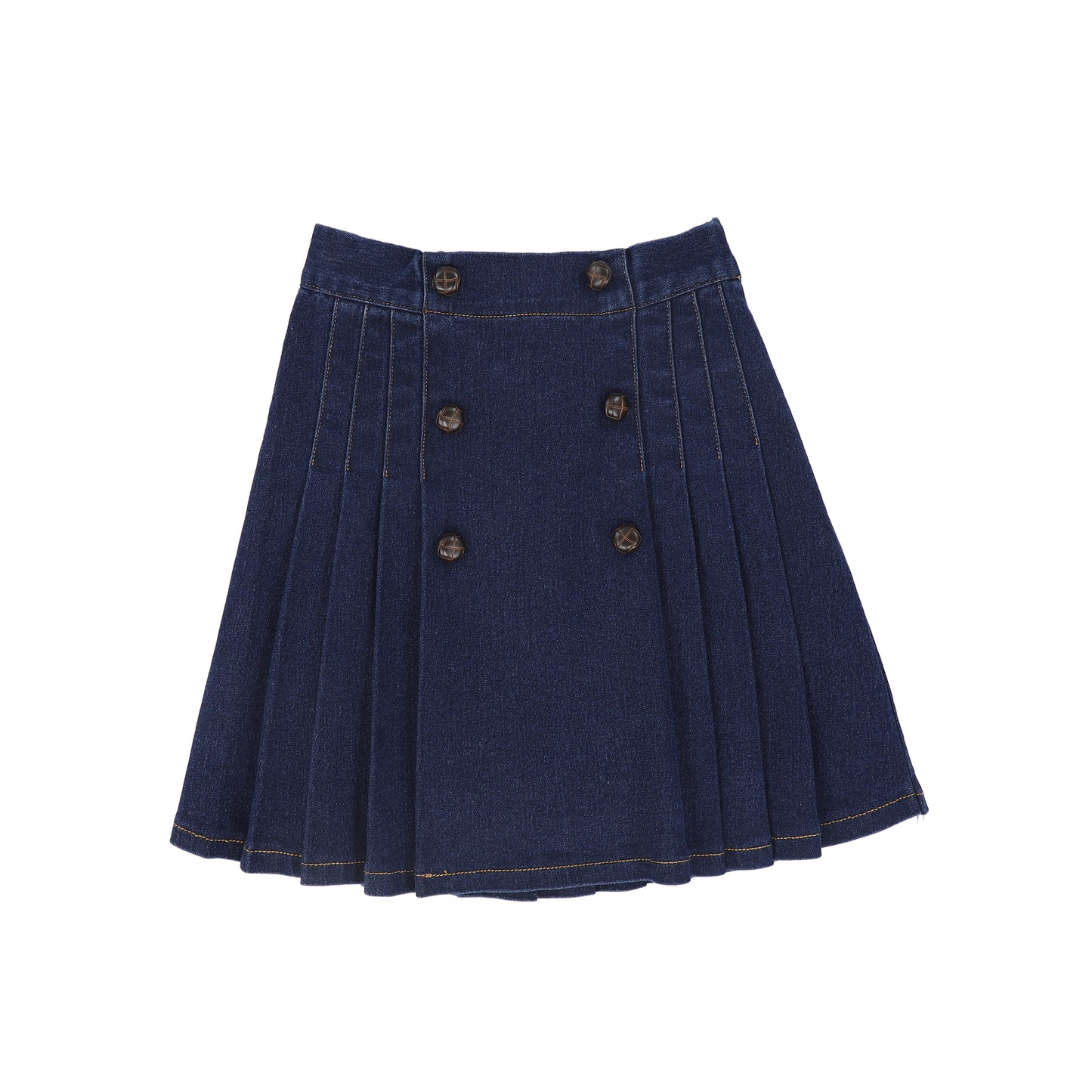 BACE COLLECTION BLUE DENIM PLEAT BUTTON SKIRT