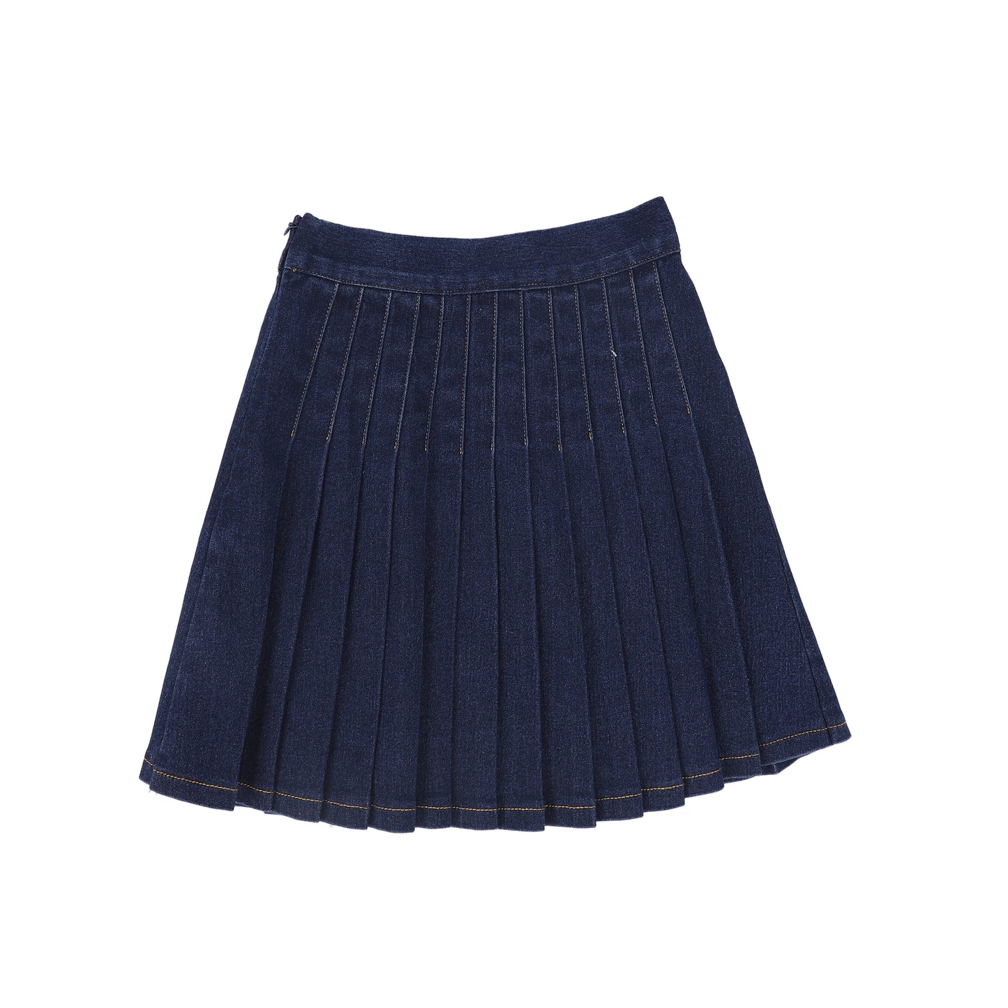 BACE COLLECTION BLUE DENIM PLEAT BUTTON SKIRT