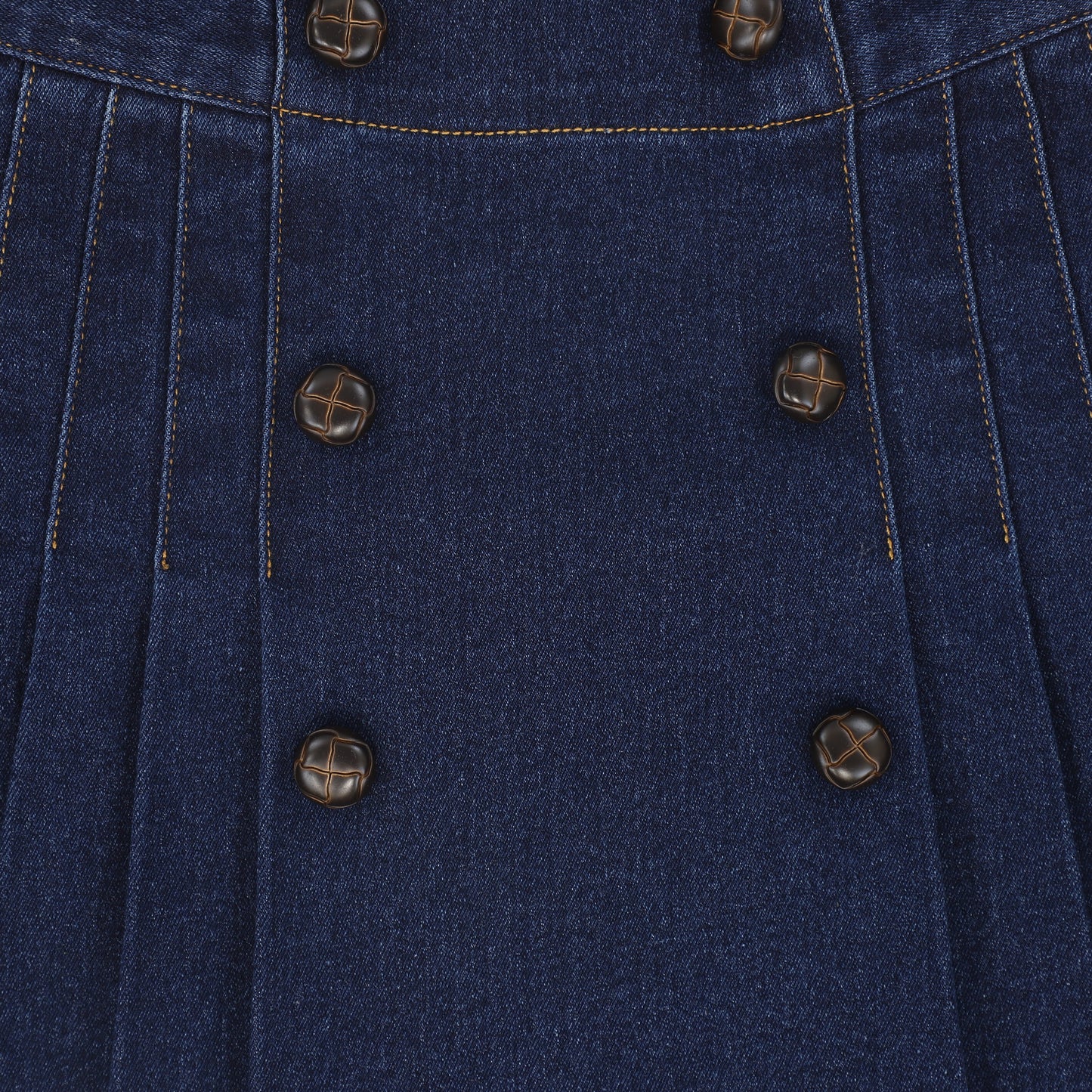 BACE COLLECTION BLUE DENIM PLEAT BUTTON SKIRT