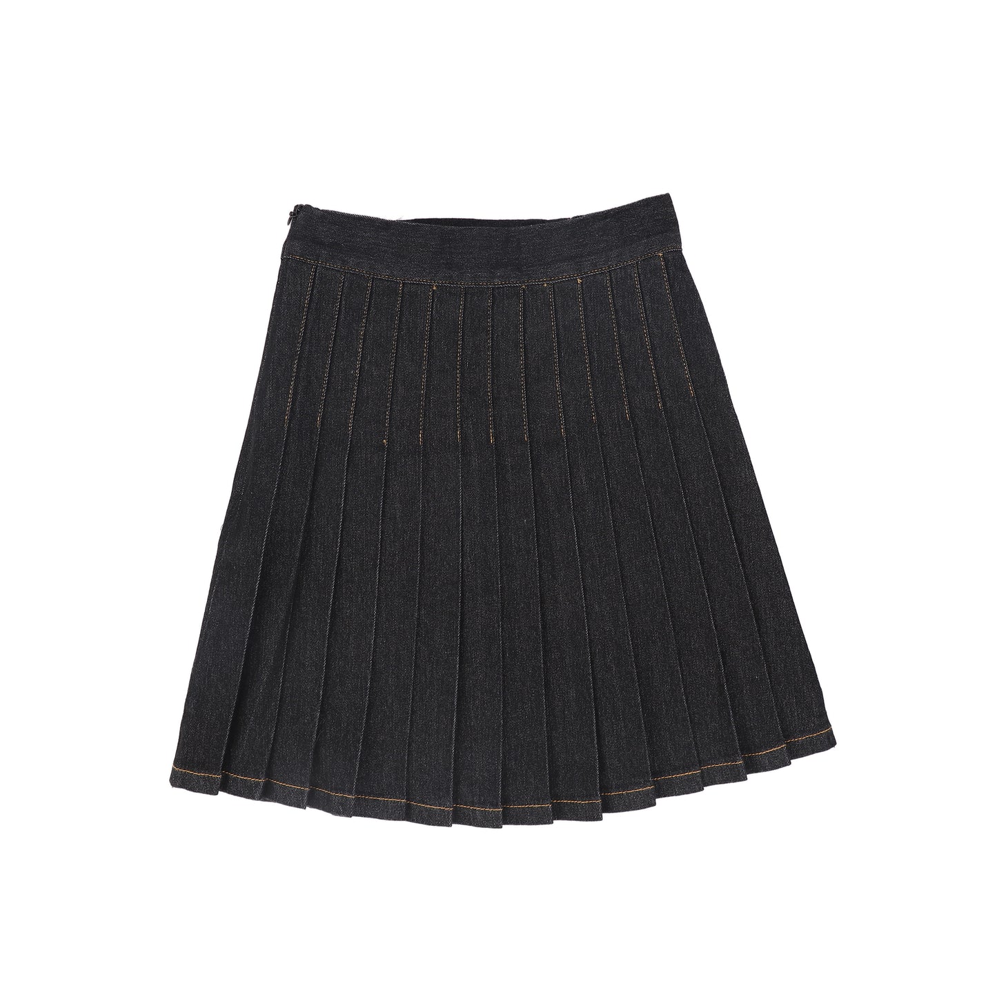 BACE COLLECTION BLACK DENIM PLEATED BUTTON SKIRT