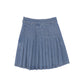 BACE COLLECTION LIGHT BLUE DENIM PLEATED BUTTON SKIRT