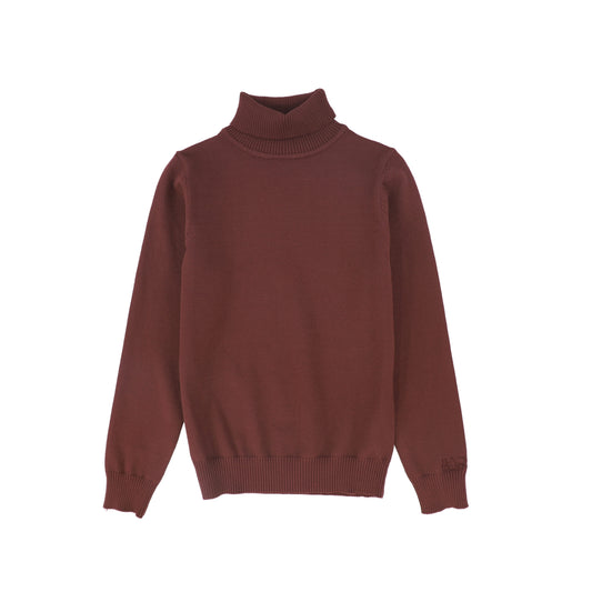 BACE COLLECTION BURGUNDY SOLID KNIT TURTLENECK