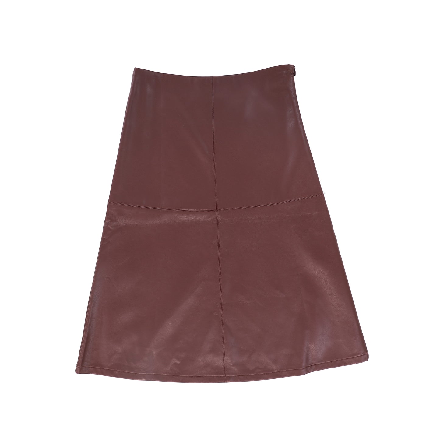 VALENTINA BURGUNDY LEATHER SEAM WAISTED SKIRT