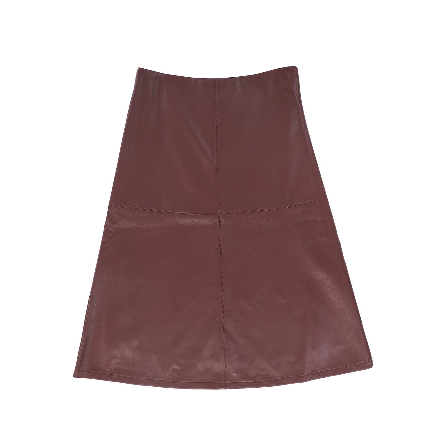 VALENTINA BURGUNDY LEATHER SEAM WAISTED SKIRT