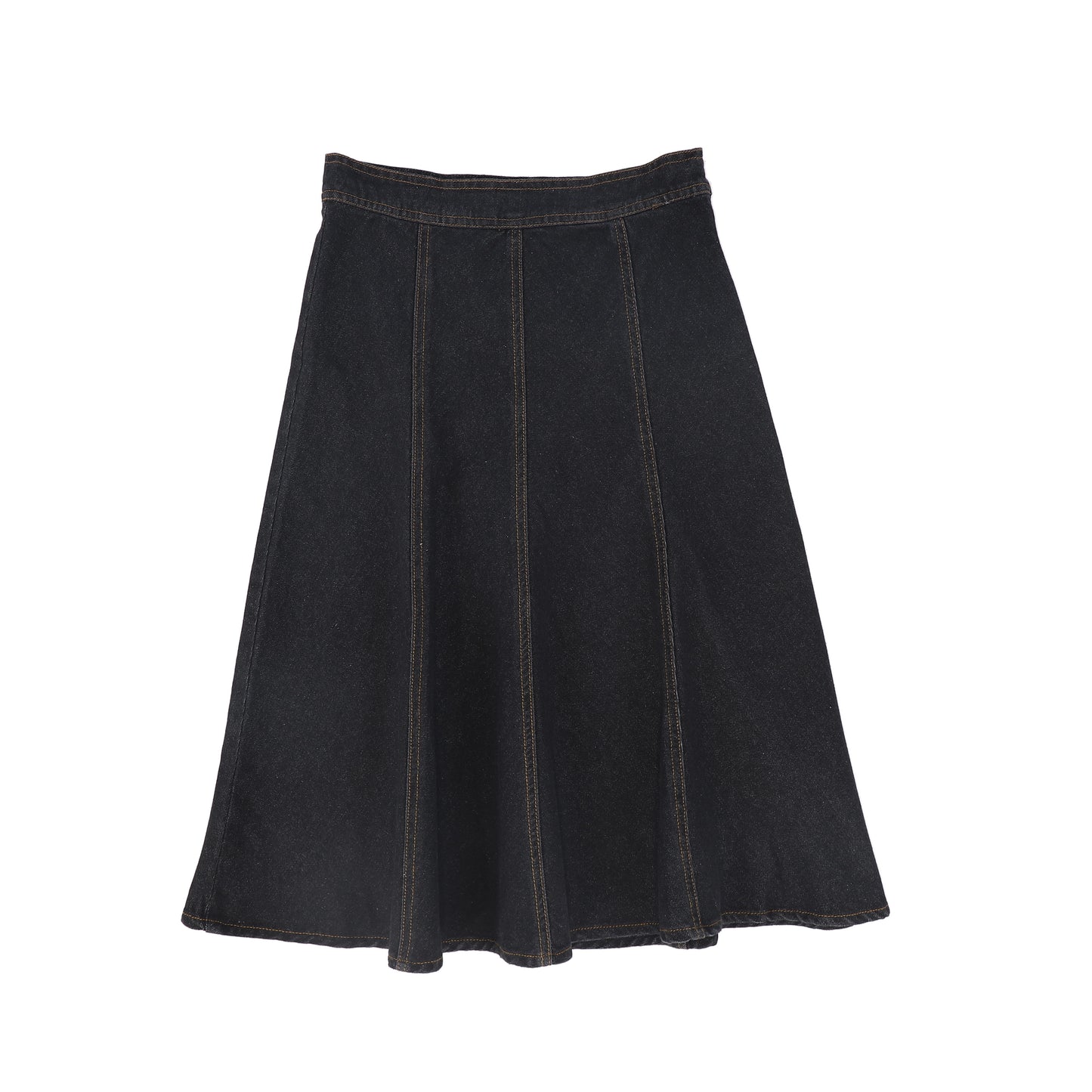 VALENTINA BLACK DENIM CONTRAST SEAM SKIRT