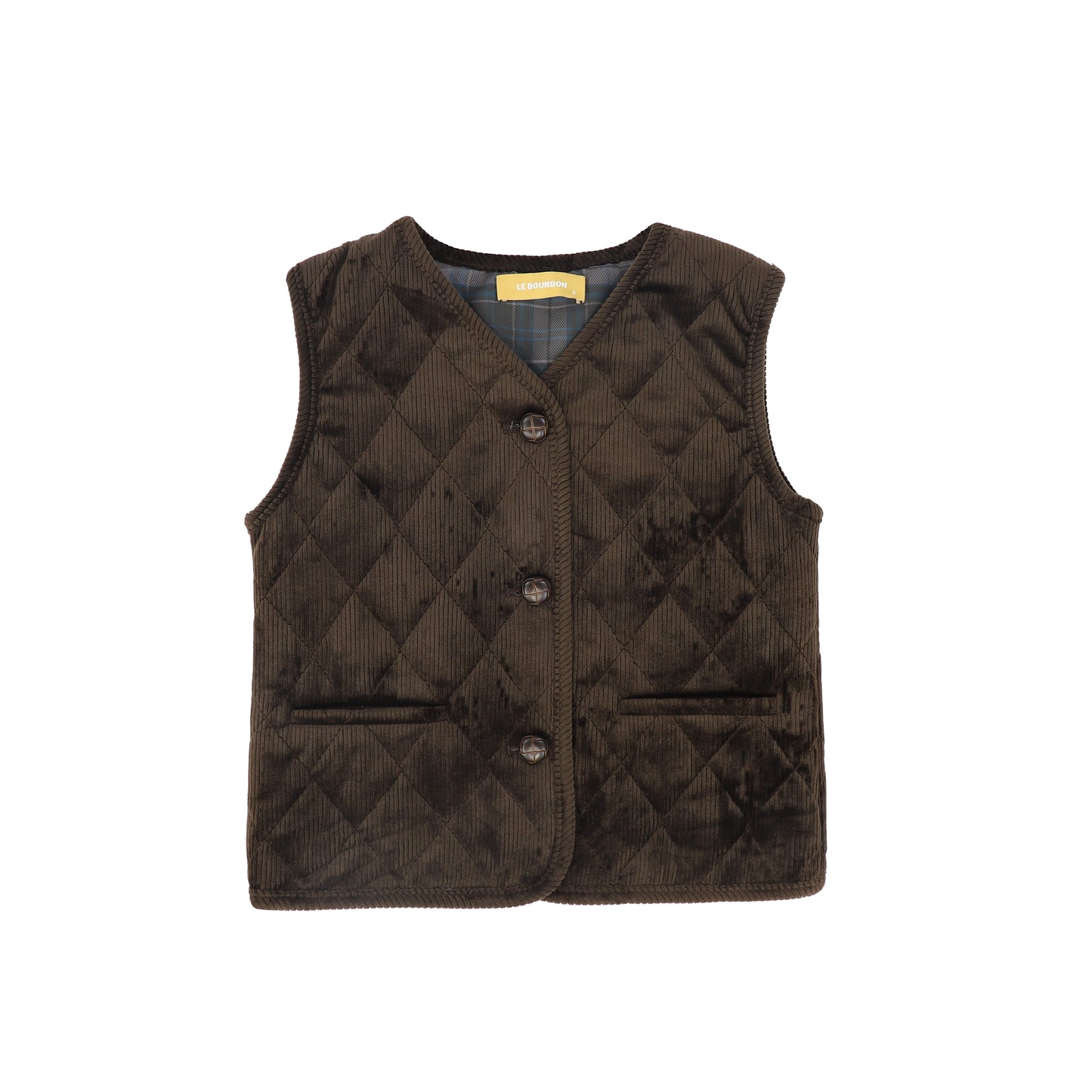 LE BOURDON BROWN QUILTED CORDUROY VEST