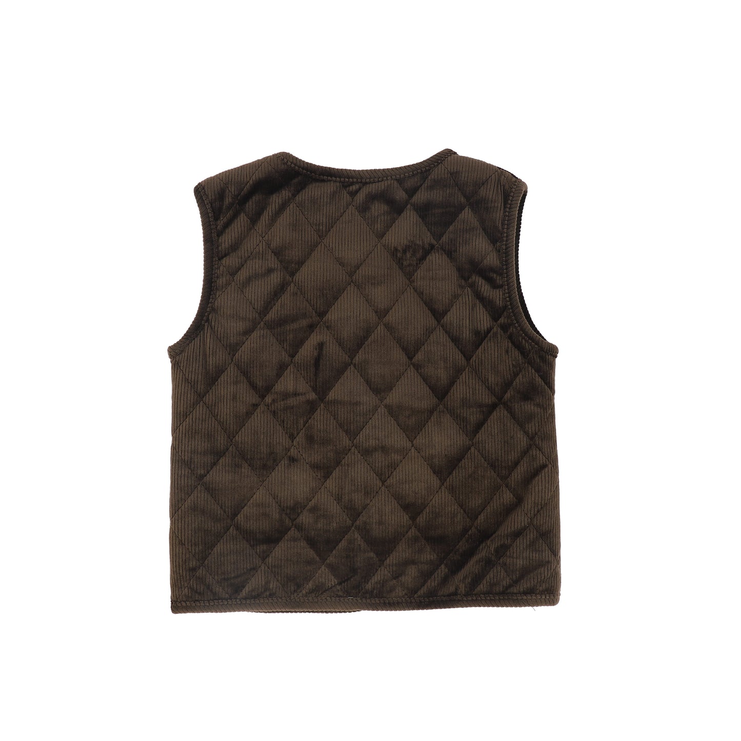 LE BOURDON BROWN QUILTED CORDUROY VEST