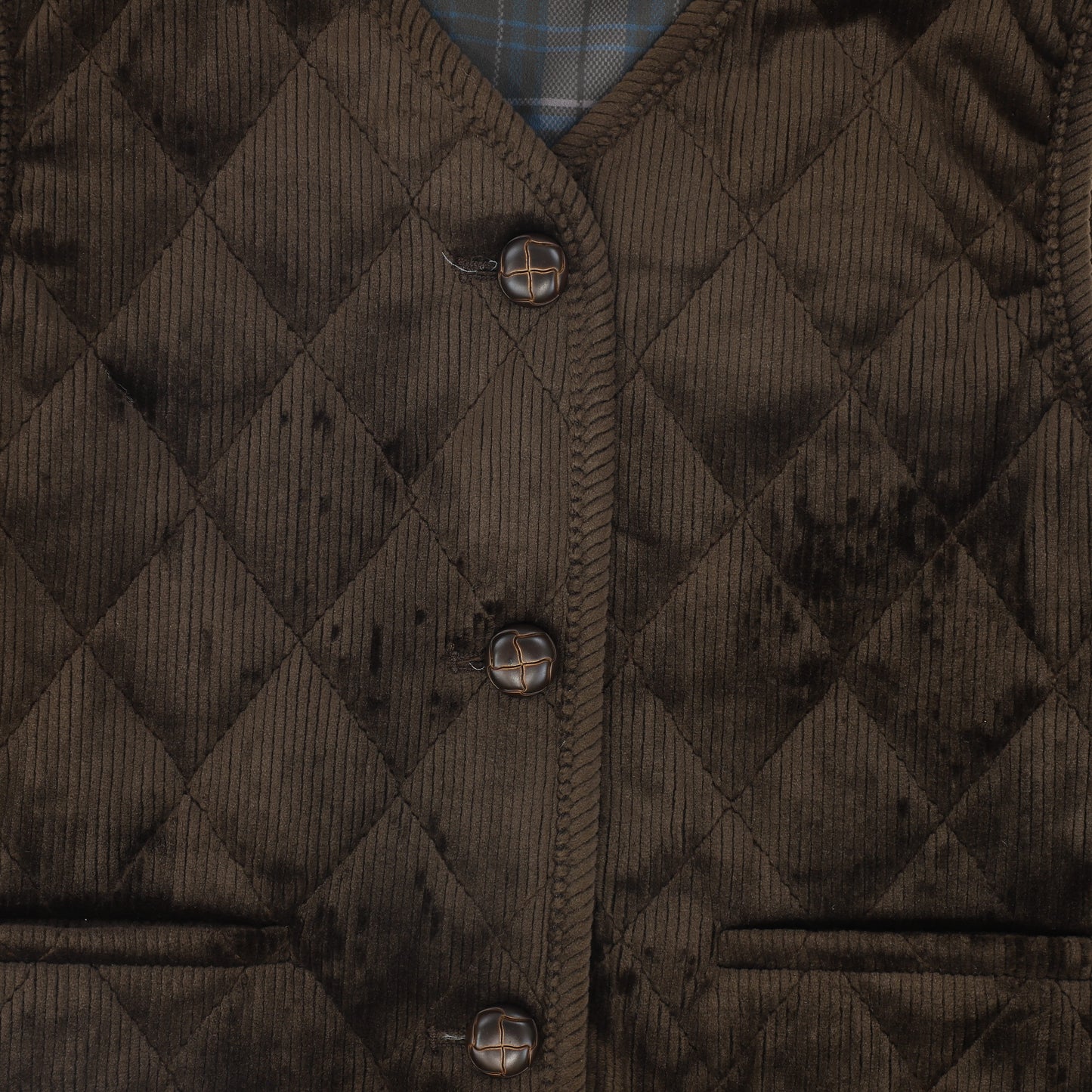 LE BOURDON BROWN QUILTED CORDUROY VEST