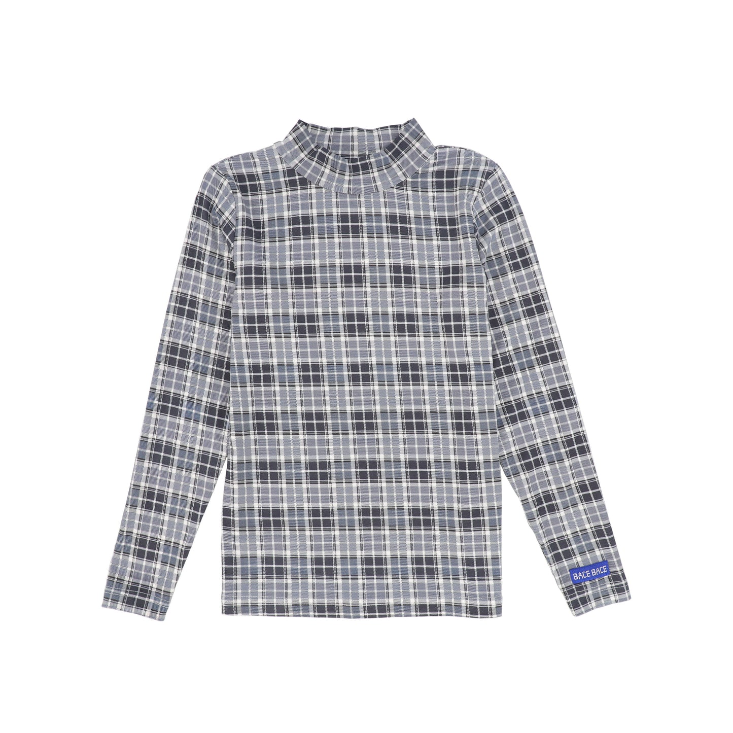 BACE COLLECTION NAVY CHECKED MOCKNECK