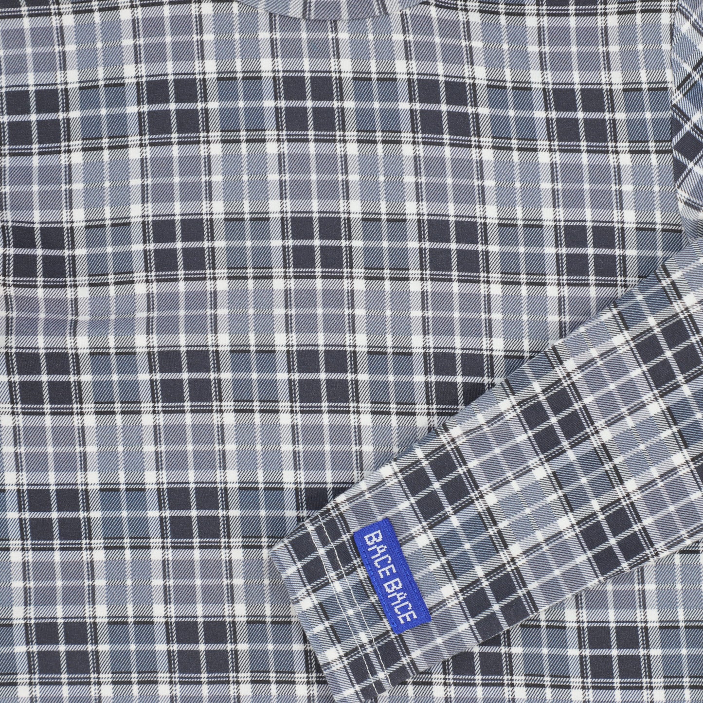 BACE COLLECTION NAVY CHECKED MOCKNECK